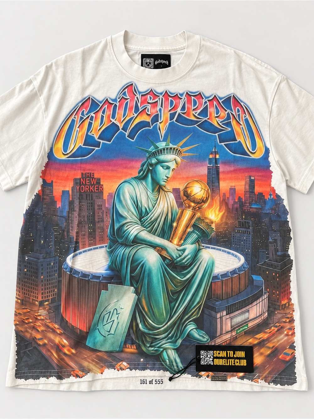 Godspeed White Graphic Statue of Liberty Men's Short Sleeve Tee